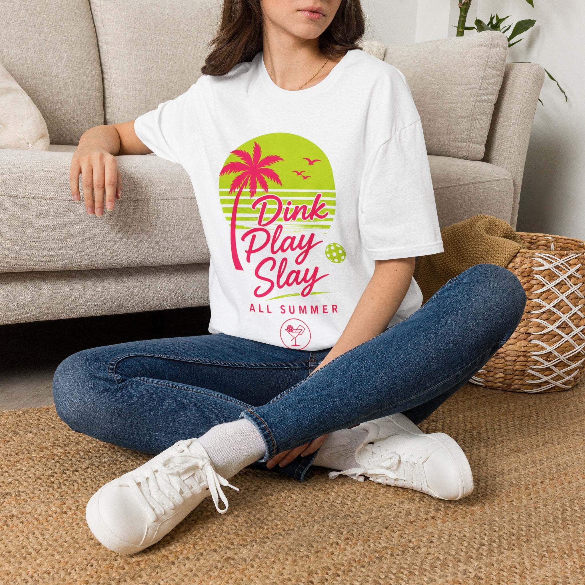 Dinkaholic T-Shirt Play Slay Summer Palm Tee